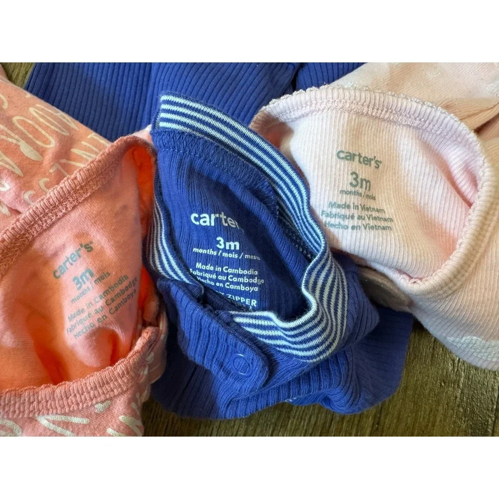 Carters Sleepers Girl 3 Months Lot Rompers‎ Outfits Sleep N Plays Bundle Ruffle